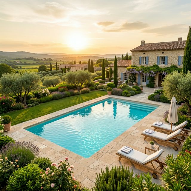 Piscine coque polyester dans un jardin provençal